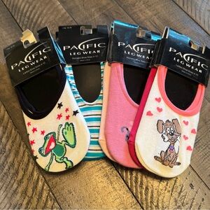 Vintage Pacific Leg Wear Low Cut Fit Socks Novelty Pink No‎ Show Size 9-11